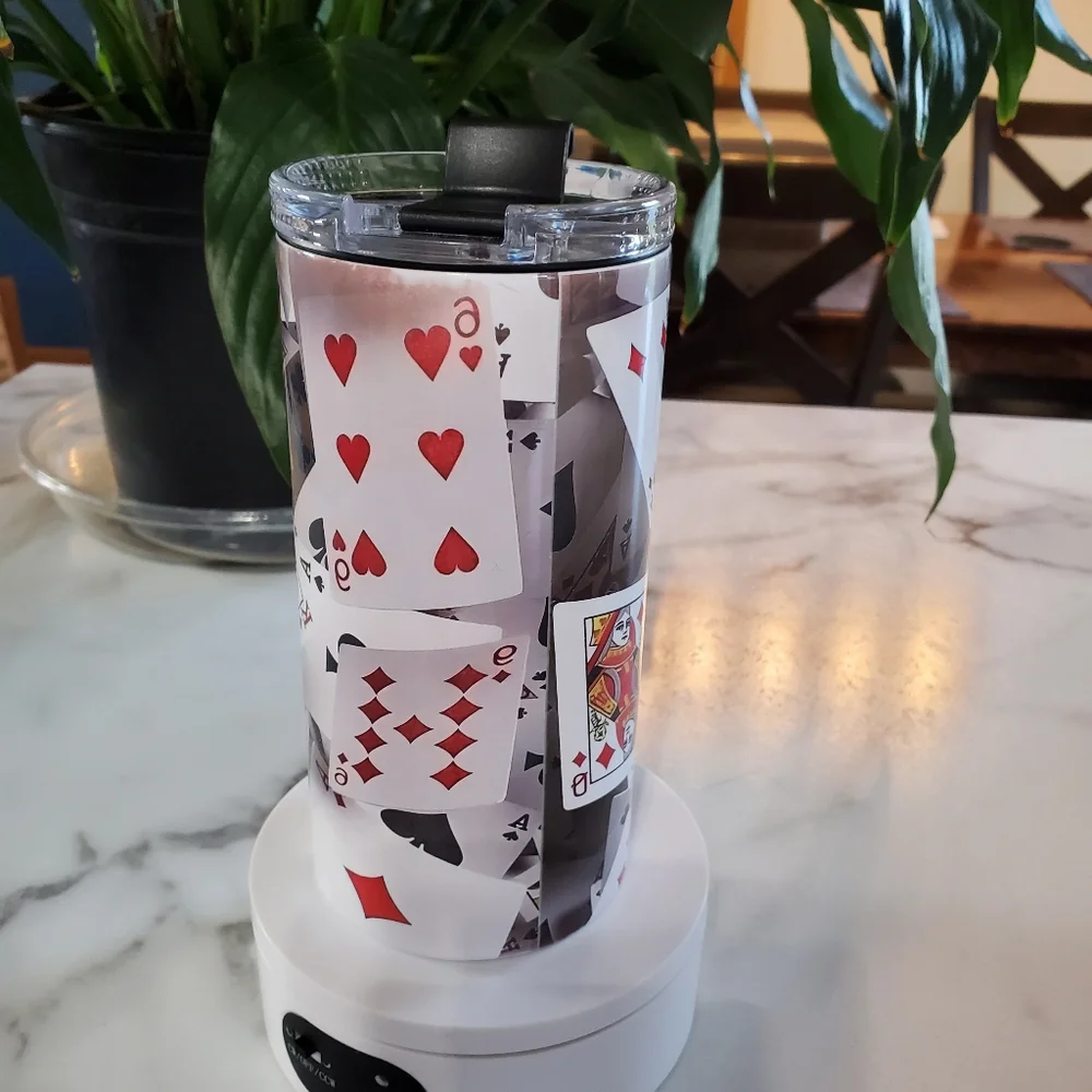 Playing Cards 4 in 1 Can Cooler 14oz Tumbler 🎉sale